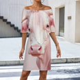 thumbnail image 2 of Pink Highland Cow Women's Off The Shoulder Ruffles Summer Wedding Guest Loose Casual Party Beach Dress, 2 of 9