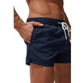thumbnail image 5 of Mens Swimming Trunks Males Plus Size Breathable Pockets Drawstring Beach Shorts Solid Slim Swim Trunks Mens Swimwear Navy XS, 5 of 7