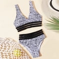 thumbnail image 2 of Huowey Baby Toddler Swimsuit Fashionable Leopard Print Lace Trim Deep V-Nevk Tops High Waist Bikini Set Casual Two Piece Summer Stylish Bathing Suit Breathable Cozy Beachwear,Gray,7-8 Years, 2 of 8
