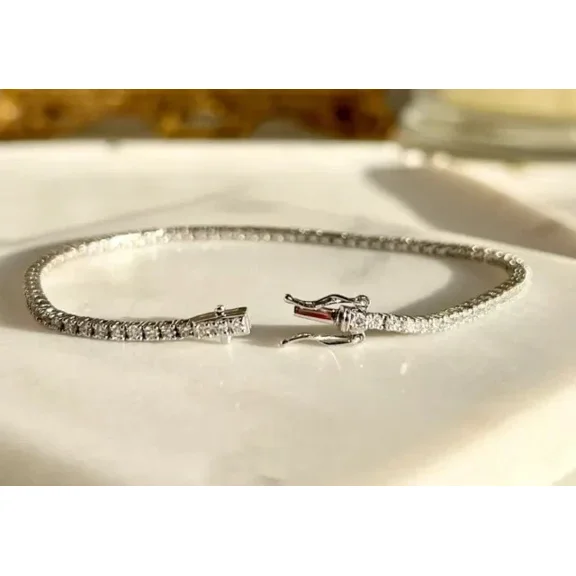 9Ct Round Cut Simulated Diamond Women's Tennis Bracelet 14k White Gold Plated 7"in