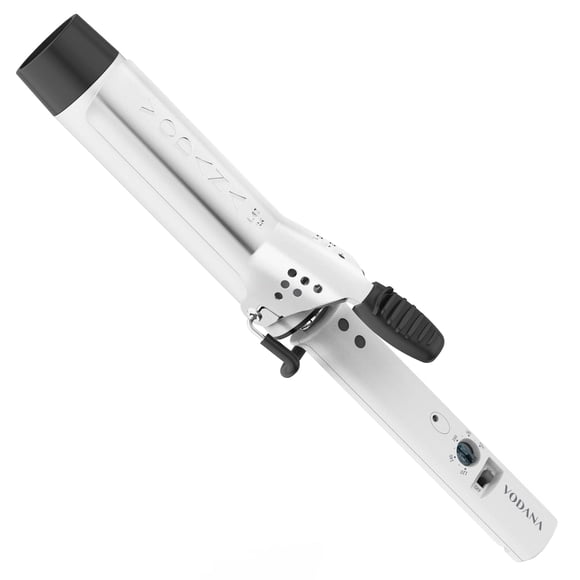 Rizador de pelo de cerámica VODANA Professional GlamWave, rizos naturales duraderos, calor instantáneo, rizador de pelo, disponible en EE. UU. (4 cm, blanco)