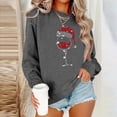 thumbnail image 2 of CheerKidz Women's Christmas Print Sweatshirt - Long Sleeve Round Neck Loose Blouse Holiday Themed T-Shirt Style Soft Winter Party Casual Top(Dark Gray,S), 2 of 4