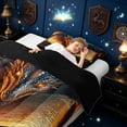 thumbnail image 4 of meiyoeat Ancient Magic Book Dragon Twin Comforter Sets for Boys Girls Kids, Retro Gothic Animal Bedding Set, Orange Black, Black Reversible, 2pcs, 1 Comforter and 1 Pillowcase, 4 of 6