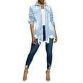 thumbnail image 3 of Veste en Jean pour Femmes à Manches Longues Classique, Délavée, Papillon, Chemise en Denim Surdimensionnée, Manteau, 3 of 3