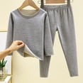 thumbnail image 2 of Odeerbi Toddler Kids Boys Girls Fleece Lined Pajamas Set Winter Warm Solid Color 2 Piece Lounge Sets Baby Long Sleeve Thickening Sweatsuits Home Wear Clothes Suit Gray, 2 of 5