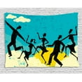 thumbnail image 1 of Retro Tapestry, Grunge Silhouettes with Old Fashioned Clothes Dancing Party Weathered Background, Wall Hanging for Bedroom Living Room Dorm Decor, 60W X 40L Inches, Multicolor, by Ambesonne, 1 of 2
