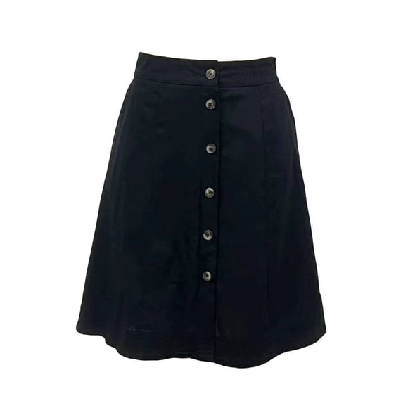 Falda George para Mujer Larga de Lino con Botones y Bolsas Laterales Negro Talla G