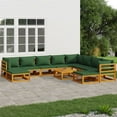 thumbnail image 1 of vidaXL 11 Piece Garden Lounge Set with Green Cushions Solid Wood, 1 of 5