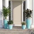 thumbnail image 2 of FIASON 4 Pack Large Plastic 24/21/12/10" H Sky-Blue peckled Tall Planters,Tall Plant Pots for Outdoor Indoor with Shelf Inset,Large Flower Pot with Drainage Holes for Front Porch Patio, 2 of 8