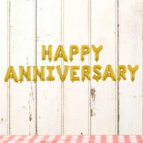 HEATSHAKING 1 Set Happy Anniversary Balloon Golden Round Balloons For Couples 16Inch