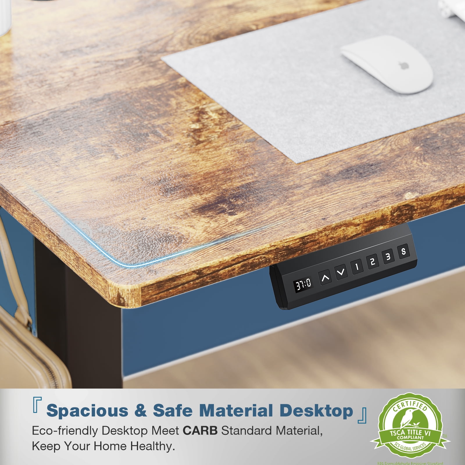 edx Electric Standing Desk, Height Adjustable Desk, 48 x 24 Inches Ergonomic Stand up Desk with Memory Preset and T-Shaped Metal Bracket for Home Office