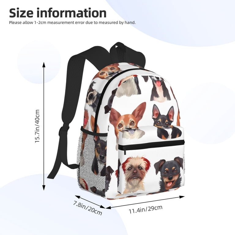 Daiia Happy Dog Faces Collage School Backpack for Men Women  display picture 1