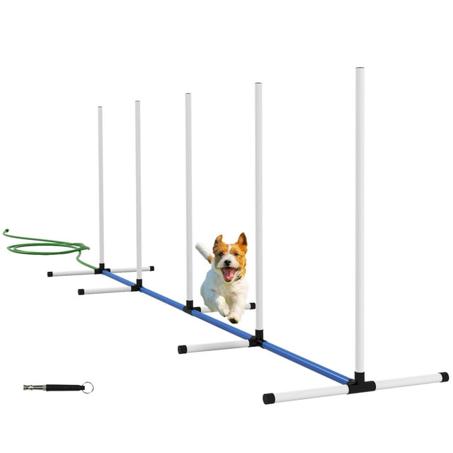 PawHut 2PCs Dog Agility Equipment Set with Weave Poles, White