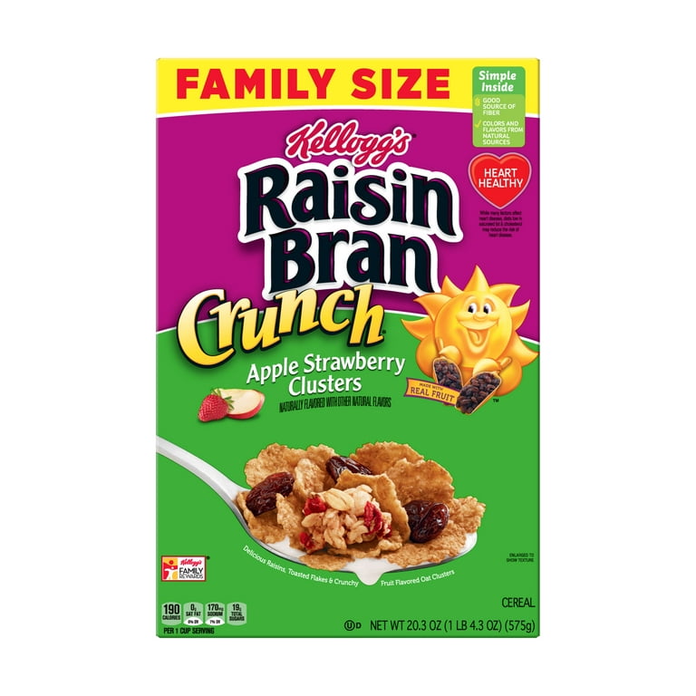 Kellogg's Raisin Bran Crunch Breakfast Cereal, Apple Strawberry