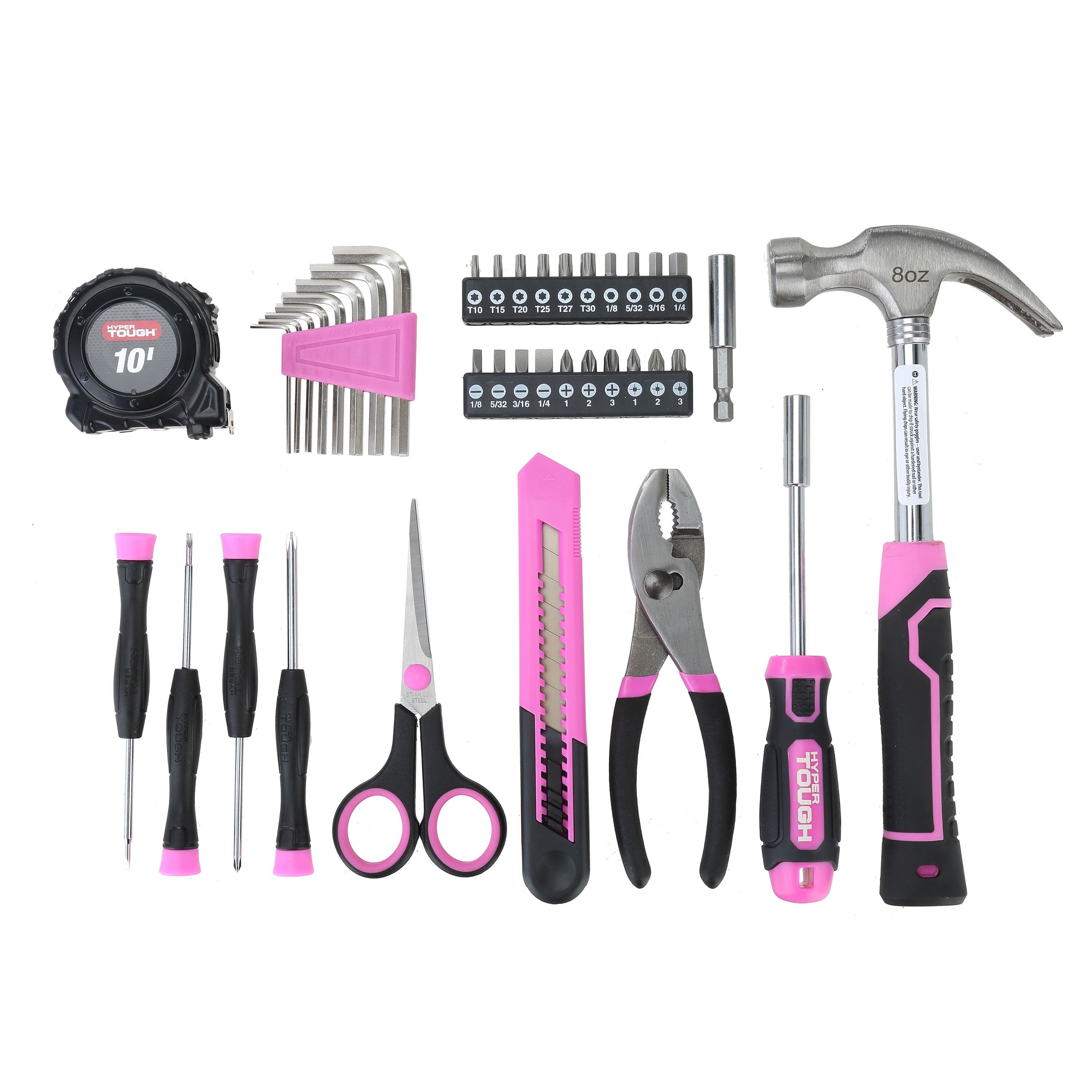 Kit de herramientas para hogar Hyper Tough de 40 piezas color rosa 3