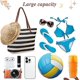 thumbnail image 4 of Bolso de playa grande, bolso de paja, bolso de hombro con cremallera, bolso de playa bohemio de verano para mujer, bolso de mano para picnic, gimnasio, compras, 4 of 5