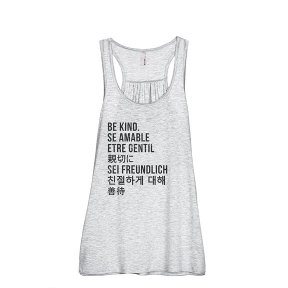 Be Kind Languages Women's Fashion Sleeveless Flowy Racerback Workout Yoga Tank Top Sport Grey Small