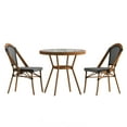 thumbnail image 2 of BizChair Indoor/Outdoor Commercial Bistro 31.5" Table, Black and White PE Rattan, Glass Top with 2 Stack Chairs, 2 of 10