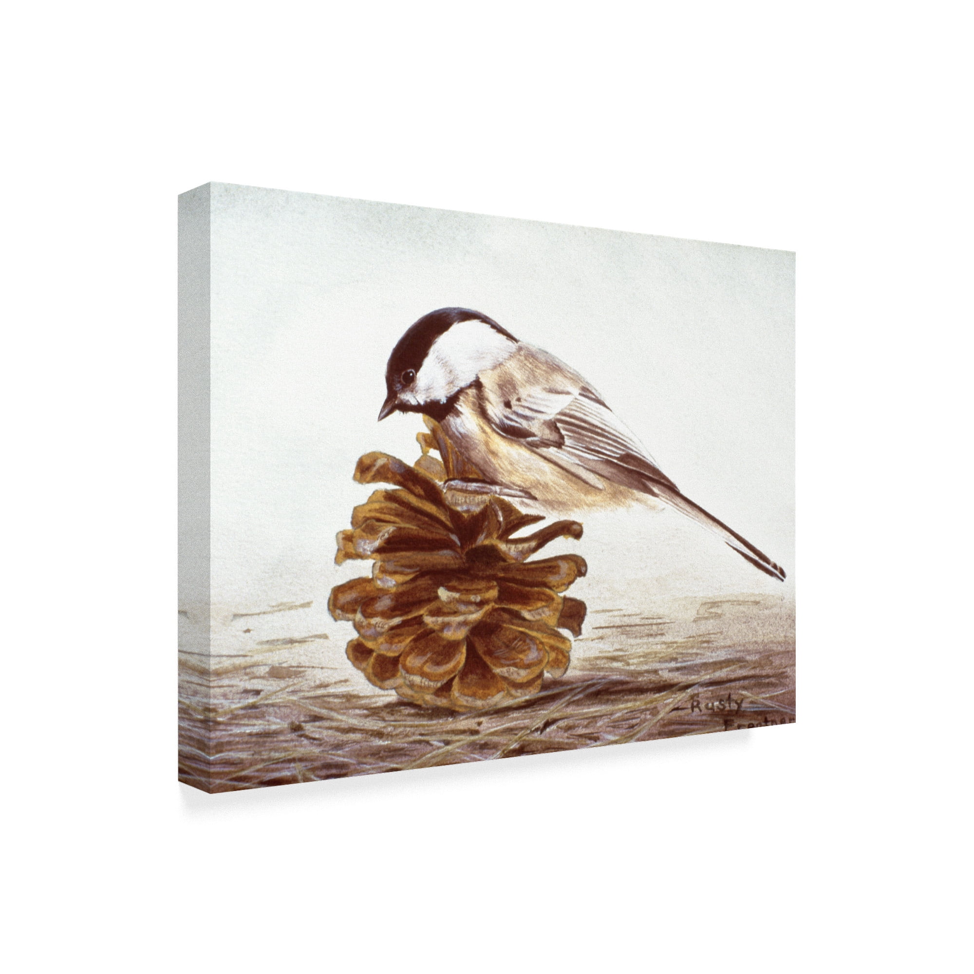 Trademark Fine Art 'Black Capped Chickadee' Canvas Art by Rusty Frentner