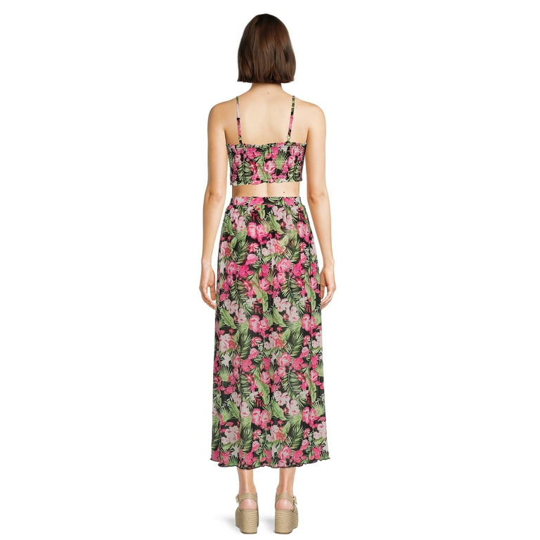 Pink Set Ruched Top with Flowy Skirt Pink Set Ruched Top with Flowy Skirt