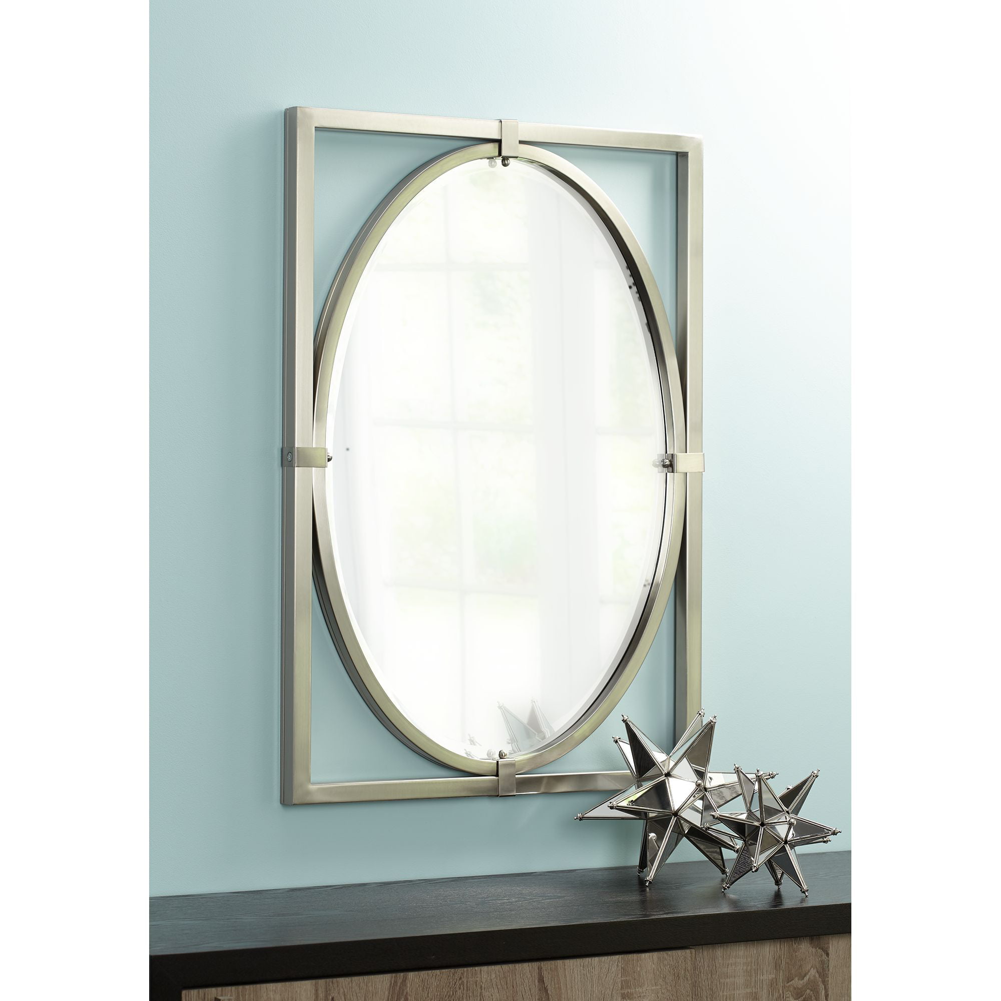 Uttermost Rectangular Vanity Wall, Polished Nickel Oval Bathroom Mirror