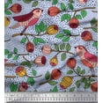 thumbnail image 1 of Soimoi Blue Silk Fabric Artistic Bird & Floral Print Sewing Fabric Yard 42 Inch Wide, 1 of 5