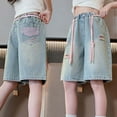 thumbnail image 2 of RMGVDSD Trendy Girls Jean Shorts Girls Summer Casual Denim Shorts Loose Fit Fashion Jeans Streetwear Thin Short Trousers Soft Cute Beach Shorts For 5-6 Years, 2 of 9