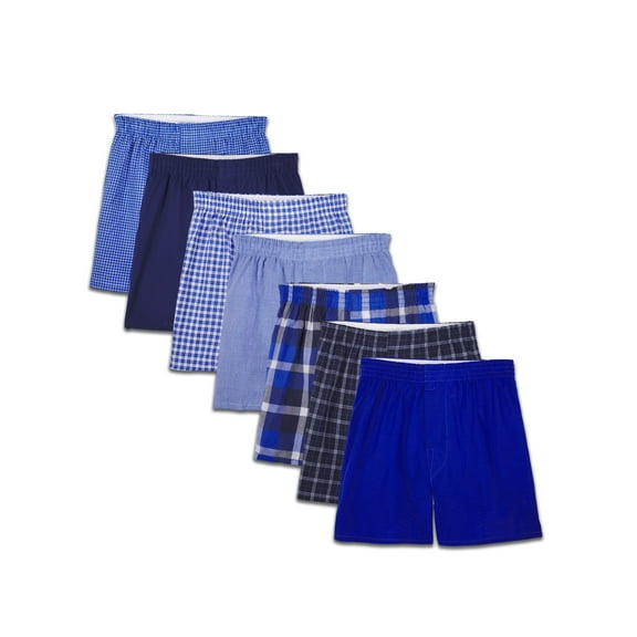 Fruit of the Loom Boys Underwear, Tartan Plaid Boxers, 7 Pack Sizes 6-20