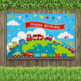 thumbnail image 5 of Colorful Vehicle Themed Backdrop Banner for Kids Happy Birthday Party Decoration Photography Props Background Party Supplies Decors, 5 of 8