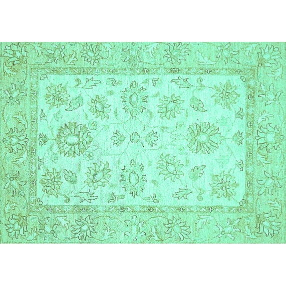 Ahgly Company Indoor Rectangle Oriental Turquoise Blue Traditional Area Rugs, 3' x 5'