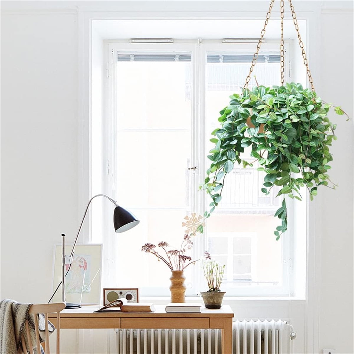 Metal Hanging Planter Basket,Bexikou 2 Pcs Golden Round Plant Pot with Chain,Hanging Plant Holder for Home Decor, Indoor & Outdoor Use