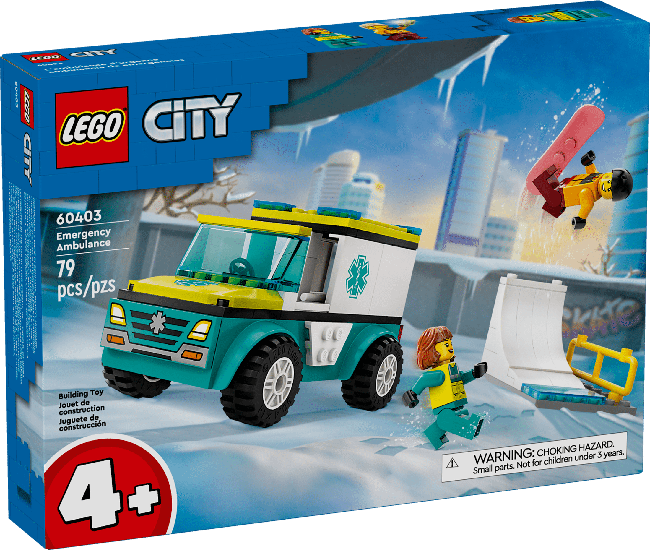 LEGO City Emergency Ambulance and Snowboarder Toy Vehicle Playset