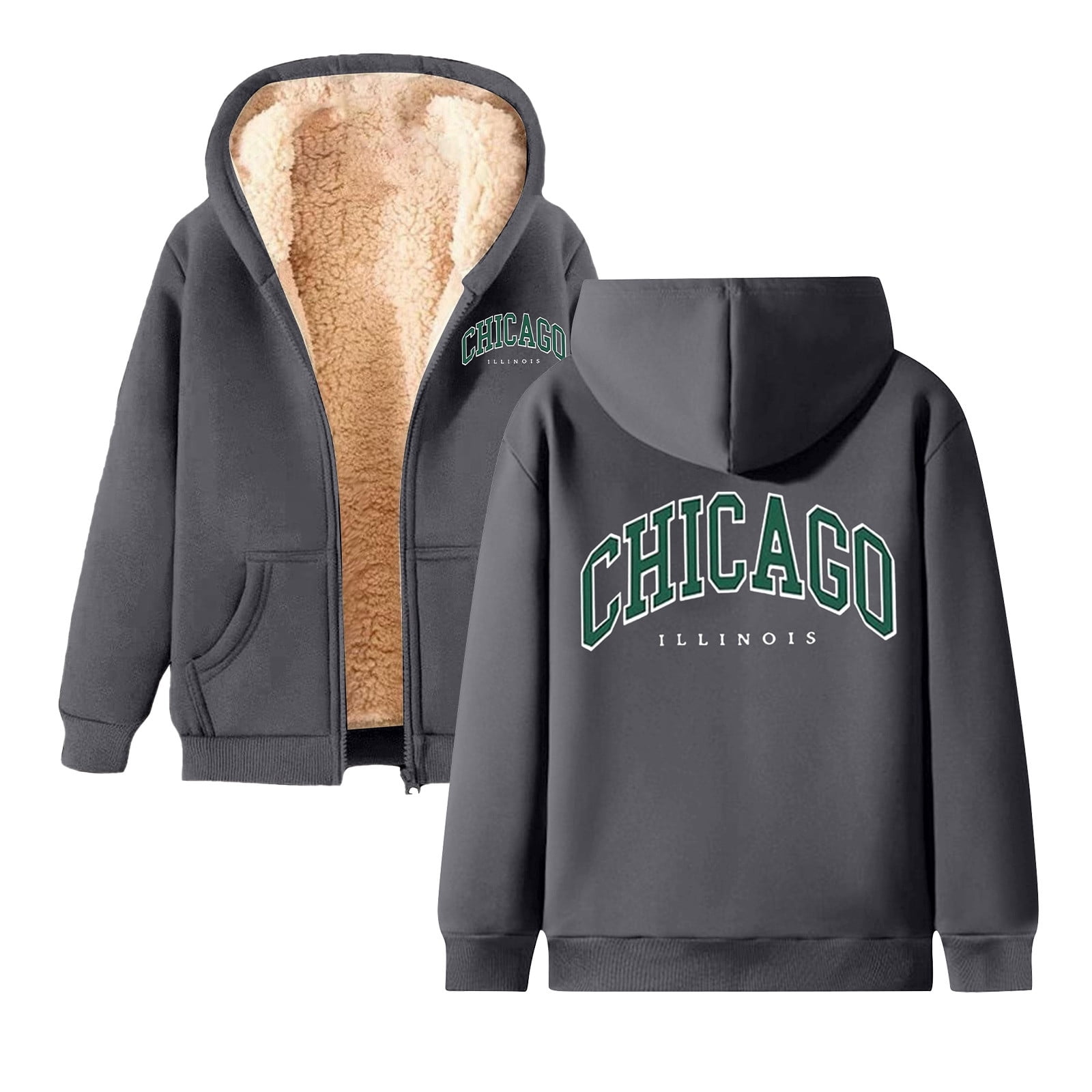 Men's And Women's Sports Winter Casual Same Style Autumn And Winter Fashion Same Style Casual Printed Sports Winter Coat With Zipper Hooded Sweatshirt With Pocket Long Sweatshirts Leggings Women's Zip