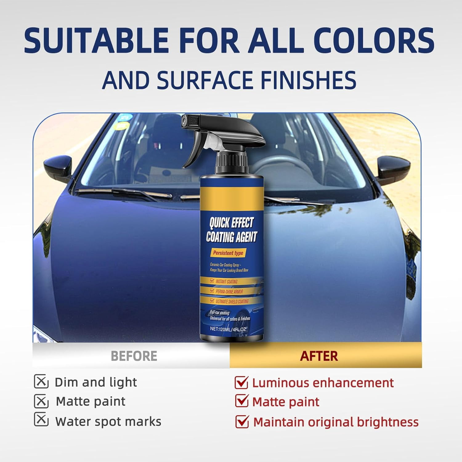 Nano Ceramic Coating Spray for Car, Polish with Sponge & Cloth, 2pc