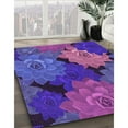 thumbnail image 3 of Ahgly Company Machine Washable Indoor Round Transitional Medium Slate Blue Area Rugs, 7' Round, 3 of 7