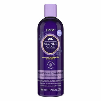 Hask Blonde Care Color Protection & Moisturizing Sule-Free Purple Toning Conditioner with Elderberry Oil,  C, 12 fl oz