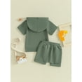 thumbnail image 3 of Bagilaanoe 2pcs Toddler Baby Boy Shorts Set Short Sleeve Hooded T Shirt Tops + Shorts 6M 12M 18M 24M 3T Kids Casual Summer Clothes, 3 of 8