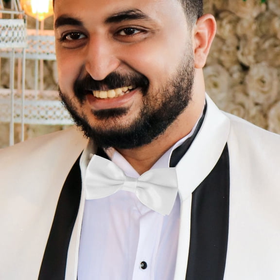 WRITWAA Men’s Pre-Tied White Satin Bow Tie Set with and Pocket for Formal Tuxedo and Wedding Attire