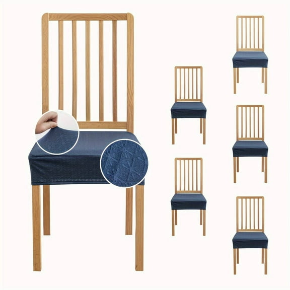 Lavish Cover Premium Waterproof Non-Slip Dining Chair Covers, Washable Furniture Protector for Kids, Pets(Navy Blue, 6 Packs)