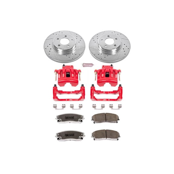 PowerStop Front Z26 Street Warrior Brake Pad and Rotor Kit with Red Powder Coated Calipers Fits: CHRYSLER DODGE Select Models KC1714-26