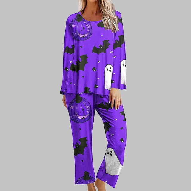 Blouses pour Femmes, Mode Féminine Imprimé Non Positionné Col Rond Manches Longues Ensemble Pantalon Long