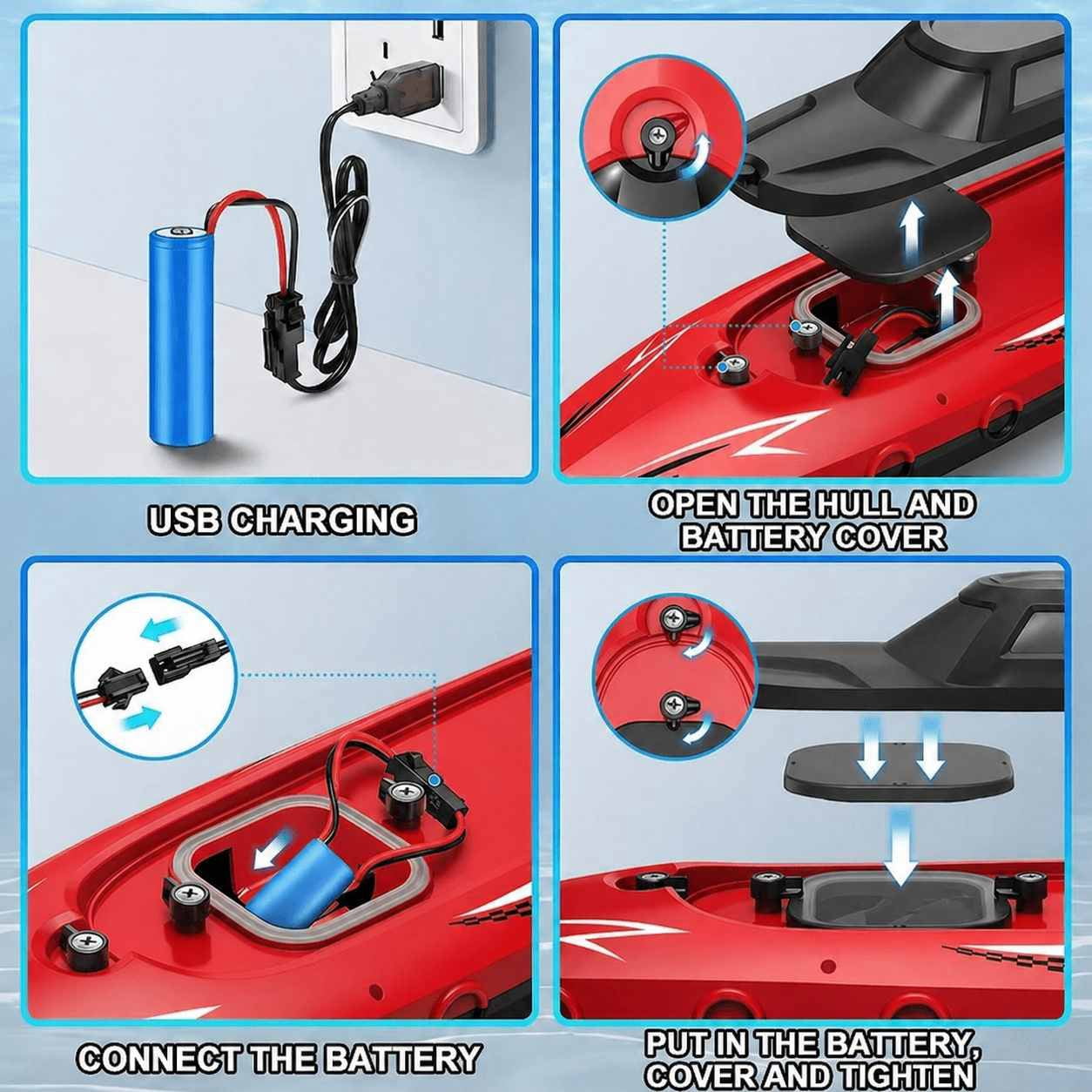 Tigozz RC Boat, 2.4GHz High Speed Remote Control Water Toy for Kids Boys and Adults, Racing Speedboat for Pools and Lakes