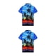 thumbnail image 2 of Jumpingount camisa de playa de manga corta de moda casual suelto impreso vacaciones palma de un solo pecho ropa de playa de gran tamaño para azul Azul/L 2piezas, 2 of 6