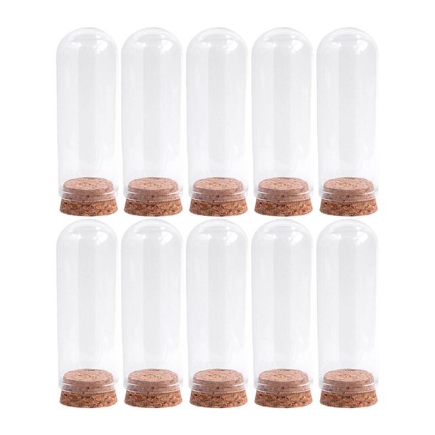 10 piezas de cúpulas de vidrio, campanas de cristal, accesorios para frascos decorativos transparentes, exhibición 30 mmx80 mm