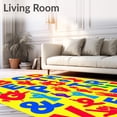 thumbnail image 2 of ODIKA 3'x5' Machine Washable Non-Slip Area Rug, Colorful Sign Language Chart with Illustrated Alphabet and Hand Gestures High Traffic Rug with Pad, Yellow, 700927, 2 of 8