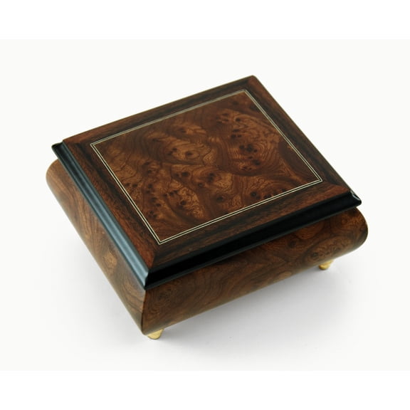 Classic Style Burl-Elm with Rosewood Border Music Box - Thank Heaven For Little Girls