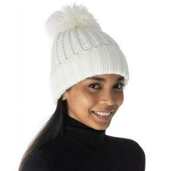 Jenni Women's Solid Ribbed Beanie, White One Size