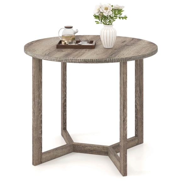 Costway 36 Inch Wood Dining Table for 2-4 People with Wing-shaped Pedestal Base Gray