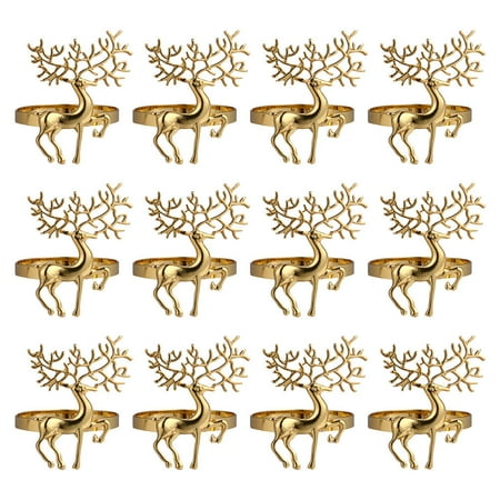 

12Pcs Alloy Christmas Napkin Buckles Exquisite Napkin Rings Xmas Dining Table Decors