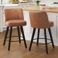 thumbnail image 4 of Dycanpo 26" Counter Height Bar Stools with Back Set of 2, Swivel Leather Barstool Upholstery for Kitchen, Brown, 4 of 9